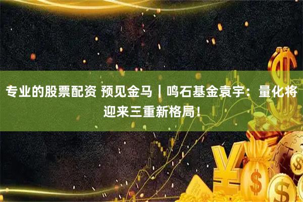 专业的股票配资 预见金马｜鸣石基金袁宇：量化将迎来三重新格局！